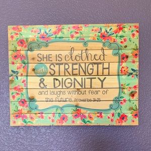 Strength and Dignity wall decor from Hobby Lobby